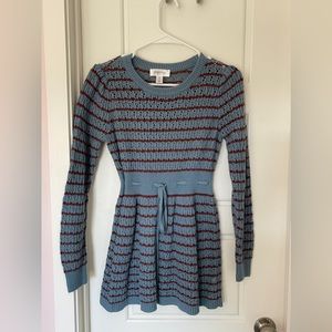 Motherhood Maternity Sweater with drawstring waist Blue and Brown